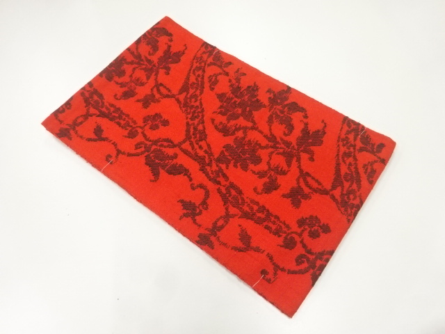 JAPANESE KIMONO / UNUSED NAGOYA OBI / SILK / HAND WOVEN TSUMUGI / FLOWERS